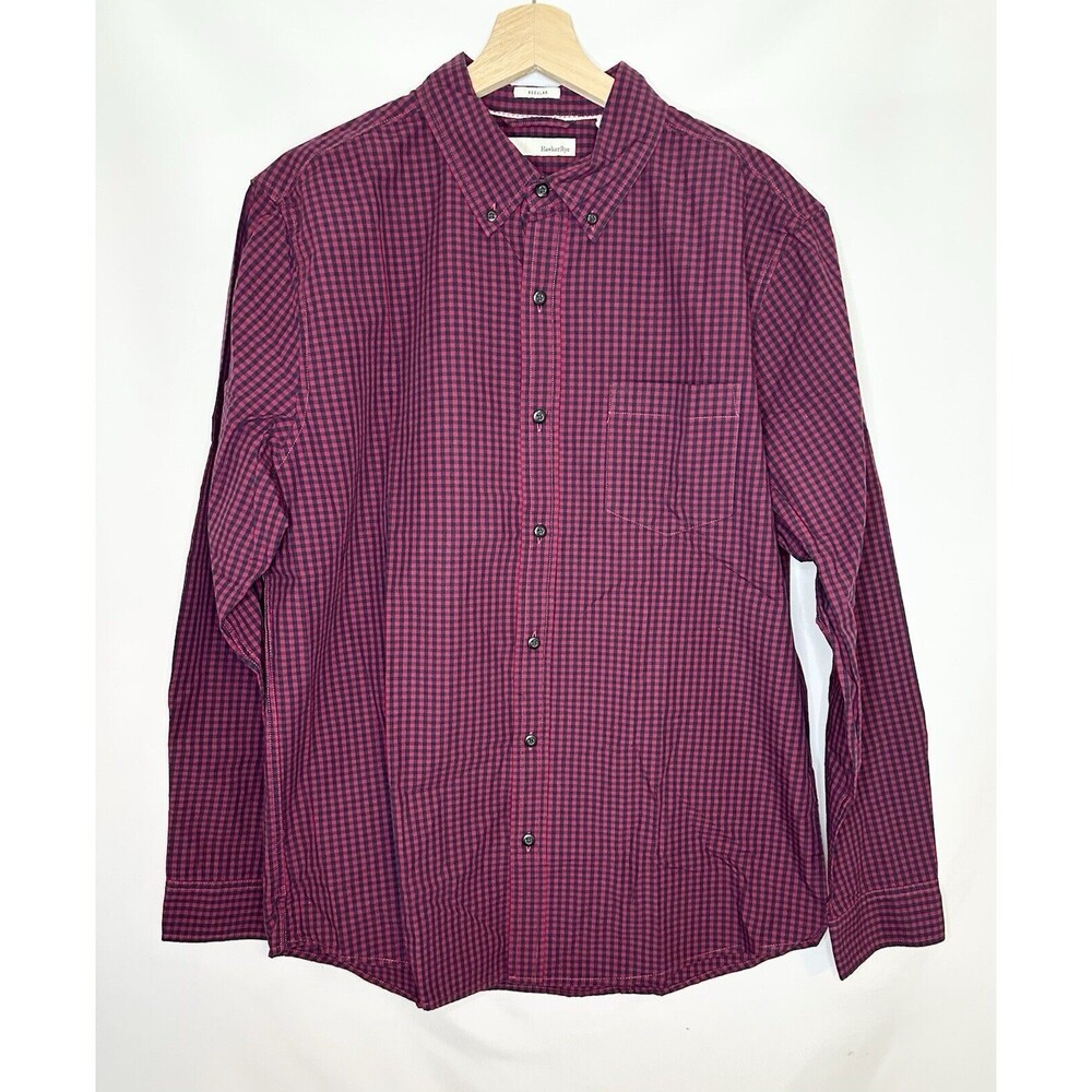 Hawker Rye 100% Cotton Red‎ Plaid Button Up Shirt Regular Men's SIZE LARGE NWOT